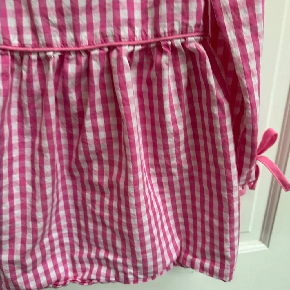 Marie Nicole Girls Size 6 Pink Gingham Long Sleeve Christmas Holiday Dress
